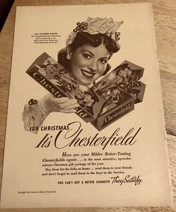 1941 CHESTERFIELD Maureen O'Hara / RUPPERT BEER - Vintage Print Ad - Bild 1 von 3