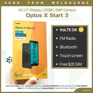 NEW Optus X Start 3 4G VoLTE OK Android Mobile Phone FREE SIM FM Radio Bluetooth - Picture 1 of 9