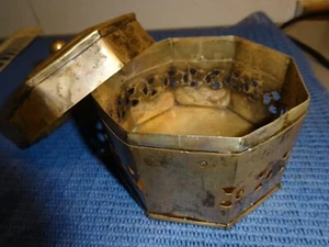 Schmuckschatulle Metall alt achtseckig klein Döschen vintage - Bild 1 von 7