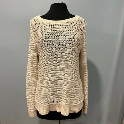 Suéter EILEEN FISHER Tejido a Mano Marfil Crema Texturizado L Mezcla de Algodón Toda Temporada Foto 1 de 4
