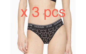 3 Calvin Klein CK One Women Cotton Bikini Panty Underwear White Star MEDIUM lot - Picture 1 of 6