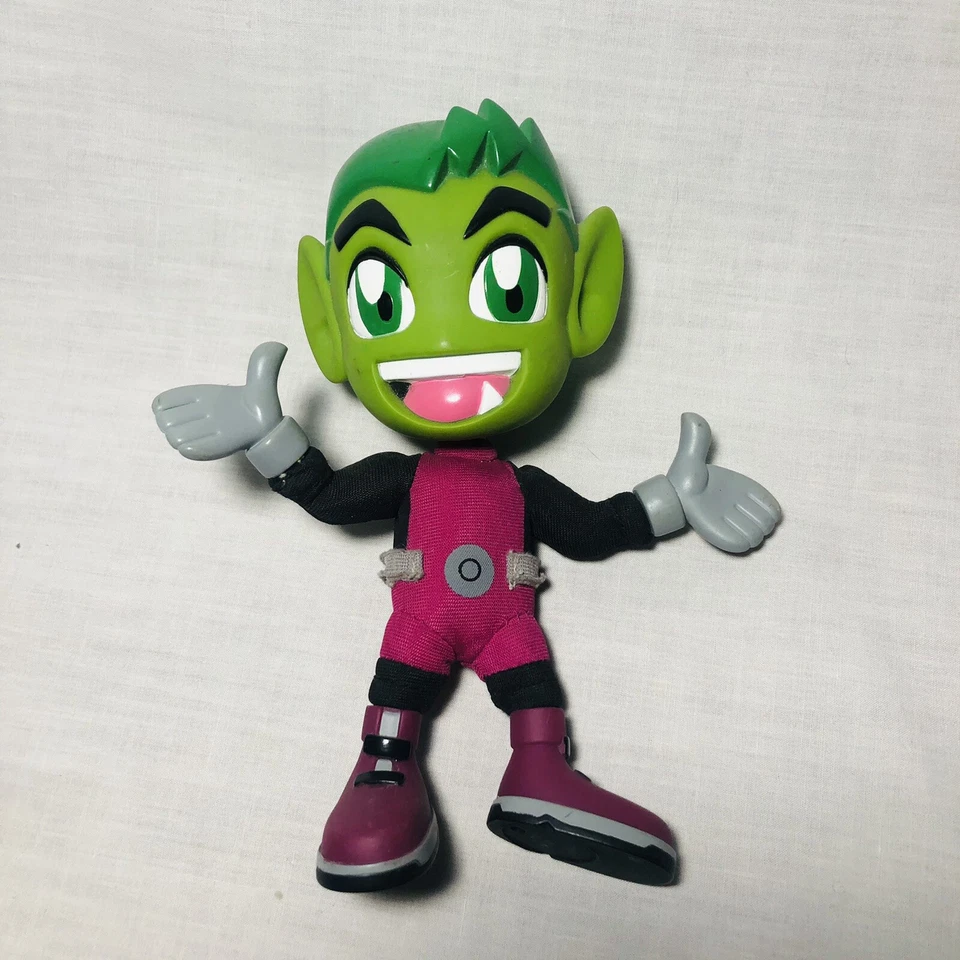 Boneca de pelúcia Teen Titans Green Beast Boy cabeça dura super deformada Bandai 7" 2004 - Imagem 1 de 4
