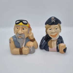 John Beswick Salt And Pepper Shakers The Bikers Harley And David  - Picture 1 of 9
