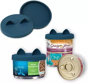 Confezione 2 Coperchi Bidoni Cibo per Gatti Piccoli Silicone Coperchi per Animali Domestici Gatti Cibo Lattine - Foto 1 di 12