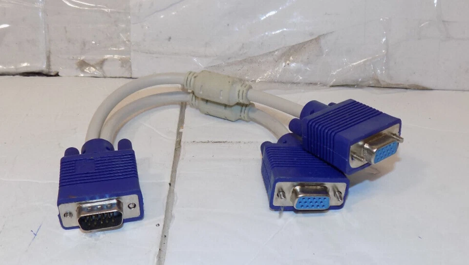 VGA Y-Splitter Cable Male to Dual VGA Female Connectors - Image 1 of 1