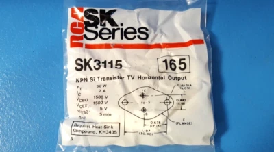 NPN Si Transistor TV Horizontal Output, SK3115, 7A, 50W, RCA - Image 1 of 3