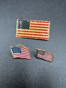 USA Amerikanische Flagge Pin Menge 3 Pinback Anstecknadeln Hutnadeln  - Bild 1 von 10