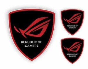 3 Stickers plastifiés REPUBLIC OF GAMERS Asus - 1x 10cm x 9cm - 2x 5cm x 4,5cm - Imagen 1 de 1