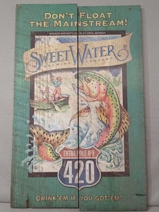 Awesome Hard To Find Sweetwater Brewing Company 420 Rustic Wooden Sign 36"X 22" - Picture 1 of 12