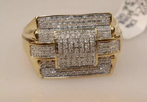 Anello uomo 2,00 CT vera moissanite fidanzamento mignolo argento placcato oro giallo 14 kt - Foto 1 di 4