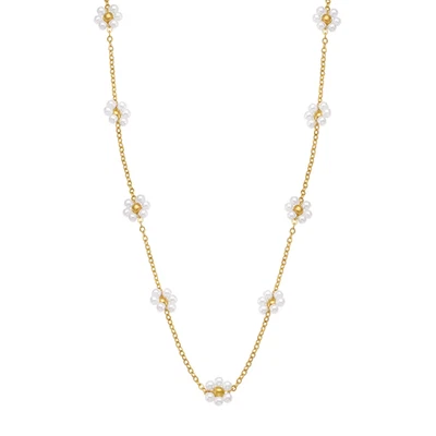 Colar folheado a ouro com flor de pérola - Imagem 1 de 3