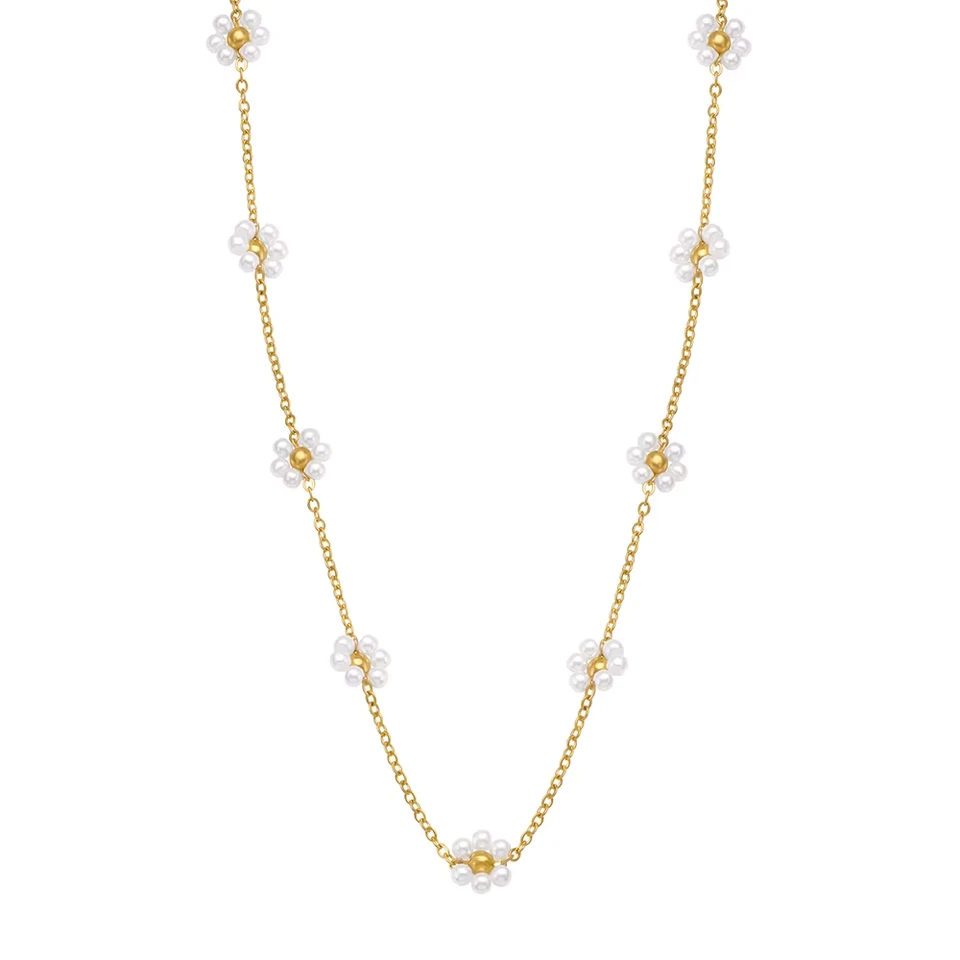 Collar chapado en oro con flor de perlas Foto 1 de 3