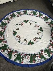 70” Round Winter Table Cloth Pine Tree Holiday Christmas Snowman Tablecloth BNOT - Picture 1 of 3