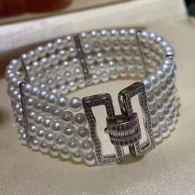 Preciosa pulsera de perlas blancas mar sur 3-4 mm 7,5-8" (tim) Foto 1 de 3