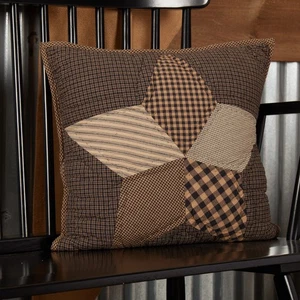 Primitive 16"x16" Pillow Black Patchwork Farmhouse Star Bedroom Decor VHC Brands - Picture 1 of 8