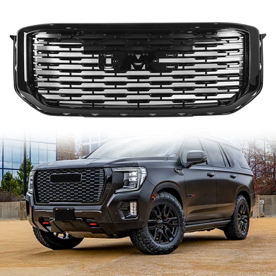 Parrilla superior delantera negra brillante para GMC Yukon & Yukon XL 2015-2020 Denali SLE SLT Foto 1 de 4