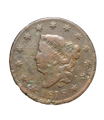 1818 Coronet Head Large Cent 1C Looks Better In Hand ecoinsales - Image 1 of 2