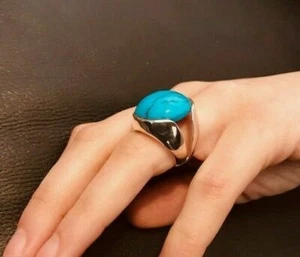 Bague - Taille 53/6,5 - Turquoise - Argent - 925/1000 - NEUF * - Picture 1 of 5