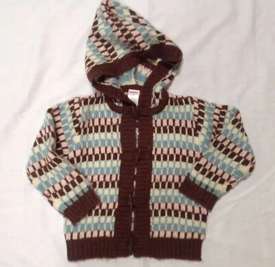 Gymboree PARK CITY LUXE 羊毛混纺粉色棕色蓝色连帽衫开衫毛衣 4 — 第 1/4 张图片