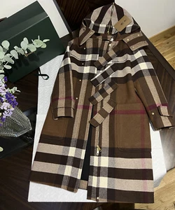 Burberry Genuine Duffle Check Wool Blend Felt Hooded Coat NEW - Picture 1 of 23
