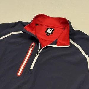 FootJoy Men’s 1/4 Zip Golf Shirt Long Sleeve Performance Blue Red Large - Picture 1 of 12