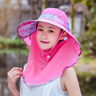 Women Wide Brim Sun Hat Face Neck Flap Cap Foldable Beach Bucket Hat With Shawl