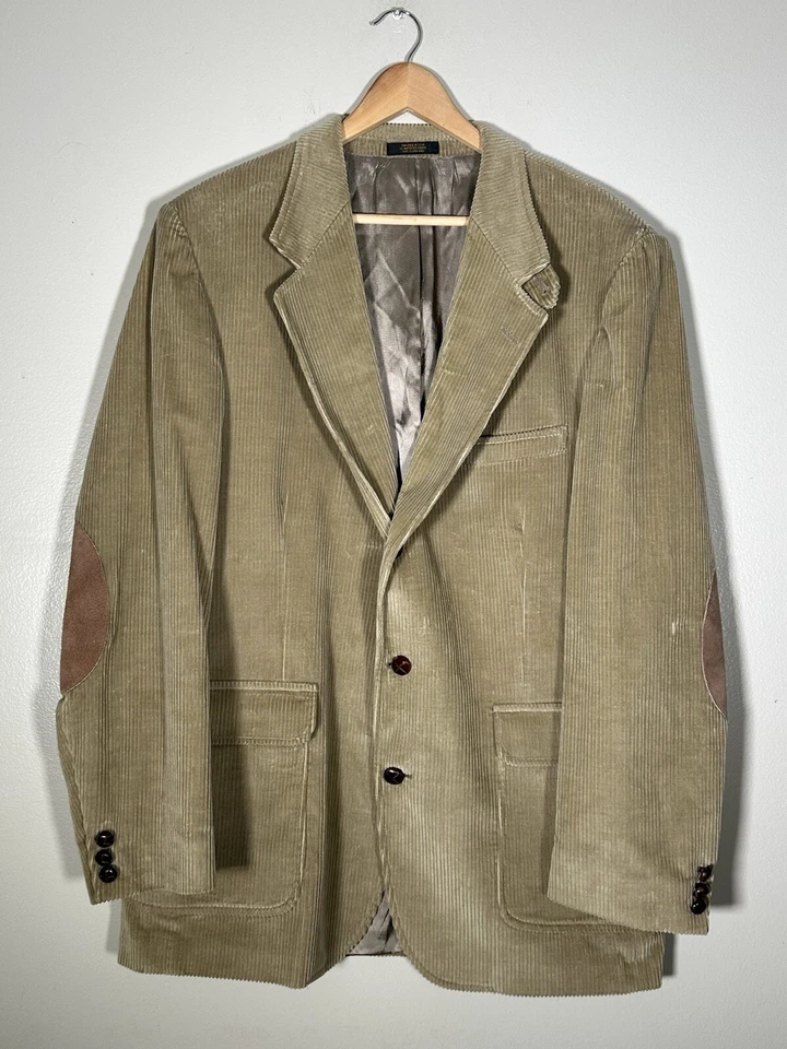Vintage ORVIS Corduroy Blazer Sport Coat Size 44L Elbow Patch Tan USA Made - Image 1 of 4