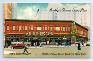 Brooklyn NY New York Joe's Restaurant Werbung Leinen Postkarte um 1940 - Bild 1 von 2