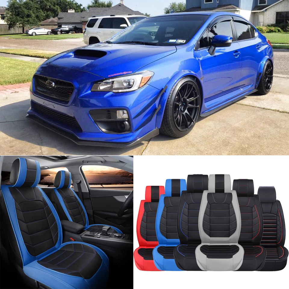 For Subaru WRX STI 2013-2021 Car Seat Cover Full Set 2/5 Seater Luxury Leather - Image 1 of 4