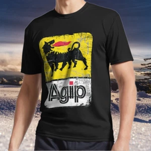 T-shirt nuovo articolo AGIP Lubricants logo effetto invecchiato logo divertente taglia da S a 5XL - Foto 1 di 7