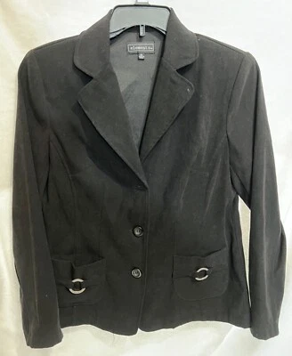 ElementZ Womens Solid Black Light Weight Spring Blazer XL Button Pockets - Image 1 of 4