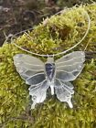 Silver Butterfly Necklace - Handmade Solid Stirling Silver With Purple Stone