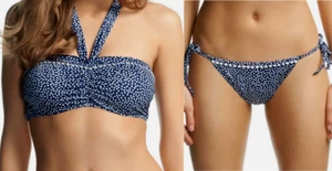 Top de bikini Freya Calamity azul 30G y calzoncillos laterales con corbata 8 aros bandeau halter - Imagen 1 de 3