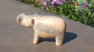 Stone Art Hippo Hippopotamus Figurine Vintage Carving Canada Eskimo Inuit - Picture 1 of 1