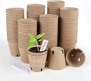 100PCS Peat Pots 3.15Inch Seed Starting Pots With Drainage Holes Round Nursery ✅ - Picture 1 of 12