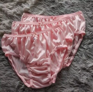 Women Bikini Underwear L (Hip 32–38") Light Orange 3-Pack Nylon Panties - Picture 1 of 8