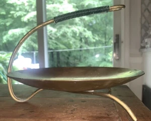 VTG Gunter Kupetz MCM Brass Tidbit Fruit Bowl 7.5”T 10” Diam Bowl W/Handle WMF - Picture 1 of 14