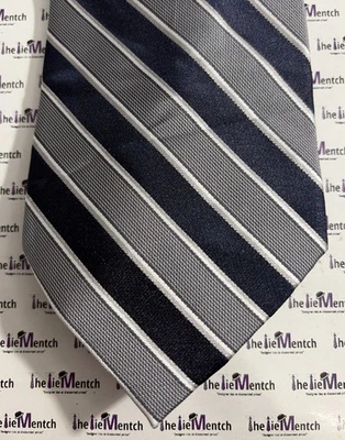 Corbata de cuello ajustable con diseño a rayas gris y azul marino STAFFFORD de 3,5” (nueva sin etiquetas) Foto 1 de 3