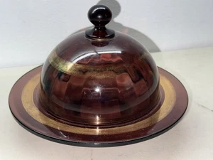 Amethyst And Gold Covered Butter Dish Vintage  - Picture 1 of 7
