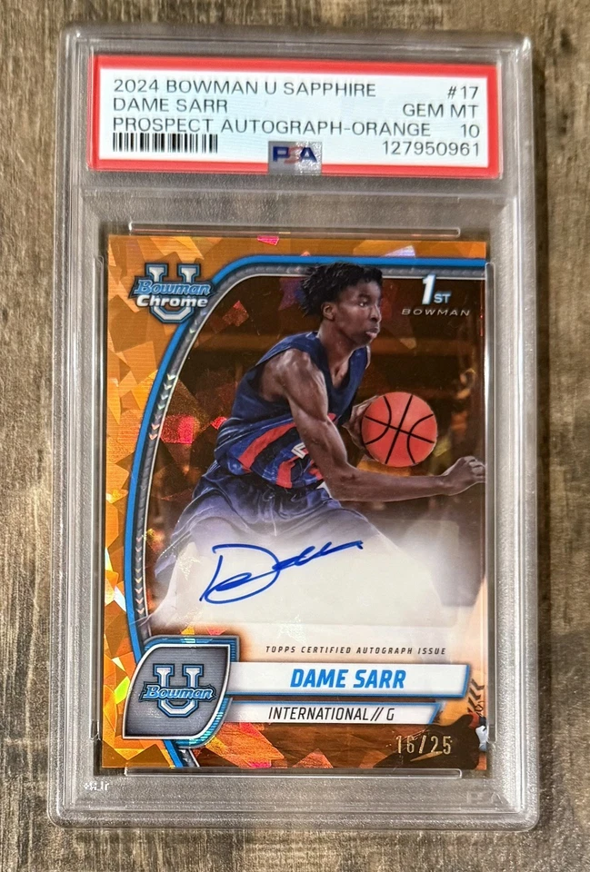 Dame Sarr Auto /25 PSA 10💎ORANGE REFRACTOR🎉DUKE LOTTERY PICK📈POP 3💥PERFECT - Image 1 of 4