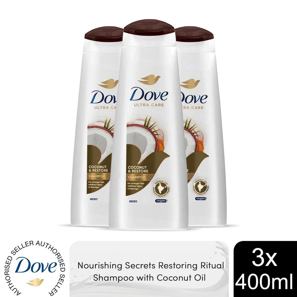 Dove Nourishing Secrets Restoring Ritual Shampoo with Coconut Oil, 3x400ml - Image 1 of 4