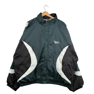 Vintage Reebok Full Zip High Neck Light Jacket Windbreaker Black Men's XL - Picture 1 of 7
