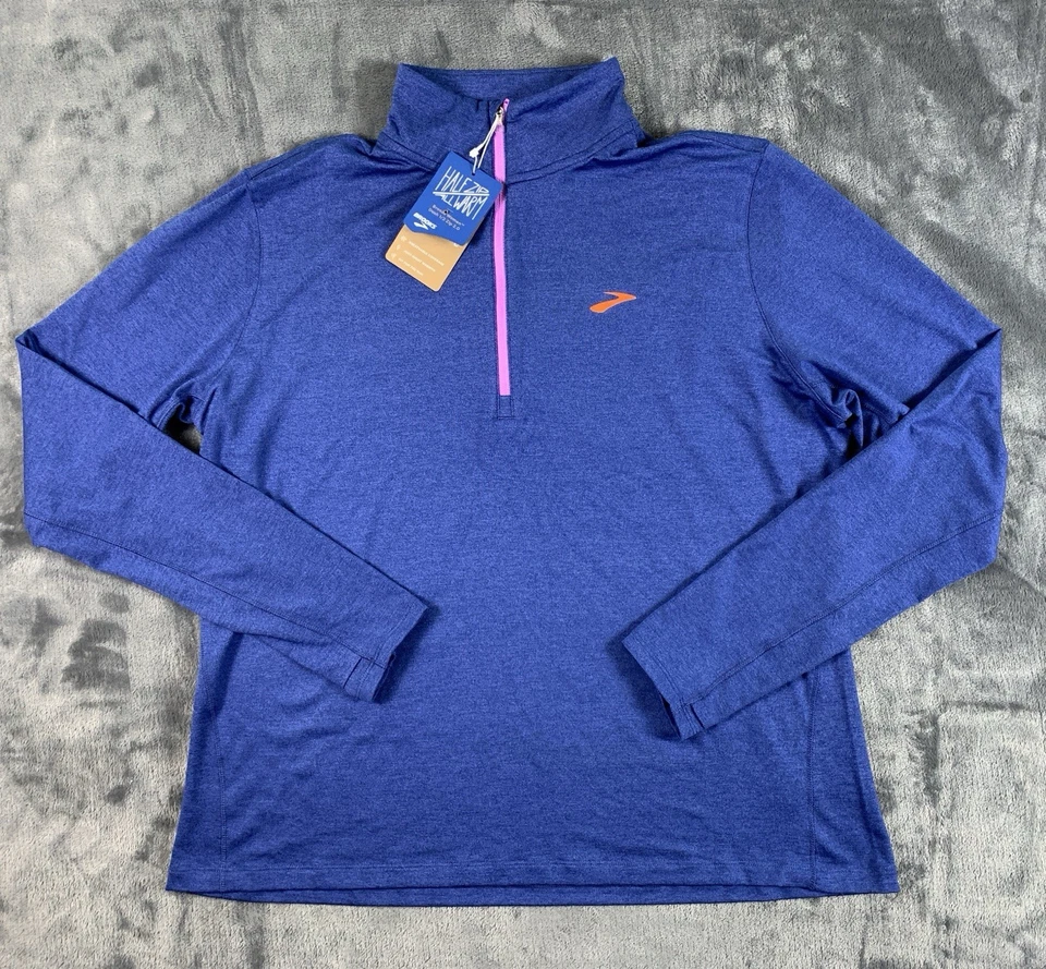 Brooks Womens Blue Dash 1/2 Zip 2.0 Pullover Running Shirt Long Sleeve Size XL - Image 1 of 4