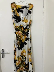 Soon Long Sleeveless Summer Dress – Yellow & Black Floral Print – Size 14 – NWT - Picture 1 of 4