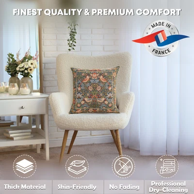 Throw Pillow Cover - William Morris Strawberry Thief - Cushion Cover 14x14 - Image 1 of 4