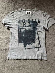 G star raw grey tshirt with blue print size XL vgc - Picture 1 of 6