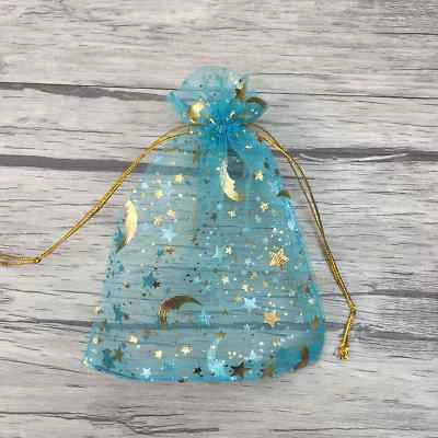 25 50 100 Moon Star Organza Gift Bags Wedding Jewelry Drawstring Party Pouches - Image 1 of 4