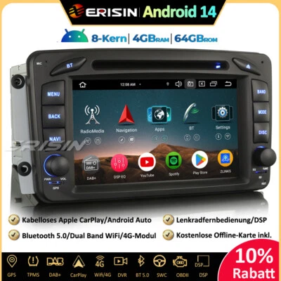 Android 14 Autoradio GPS DAB+DVD Mercedes A/C/G/CLK Klasse W209 W203 Viano Vito - Bild 1 von 4