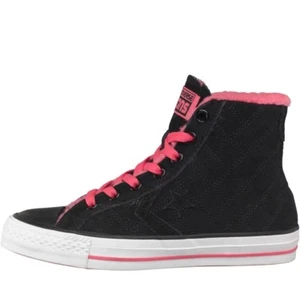Scarpe da ginnastica Converse Star Player Hi Back nere scamosciate rosa foderate taglia UK 3,5 EUR 36 - Foto 1 di 3