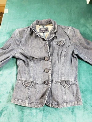 American Eagle Jacket Sz Medium Womens Blue Long Sleeves Denim Stretch Blazer - Image 1 of 4